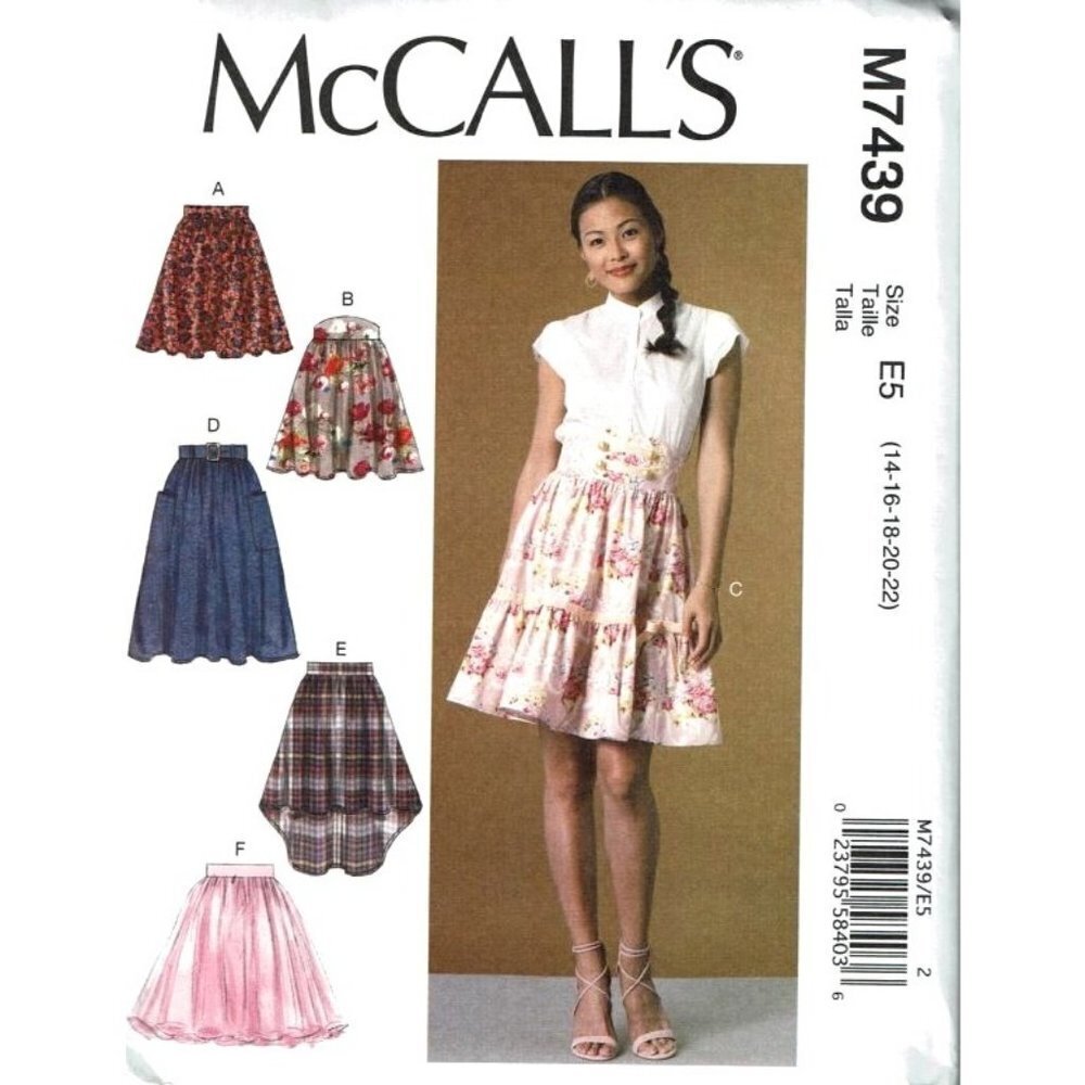McCalls‎ Sewing Pattern 7439 Skirts Belt Misses Size 14-22